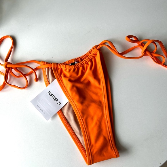NWT Orange side tie bikini bottom, MD - Picture 2 of 4